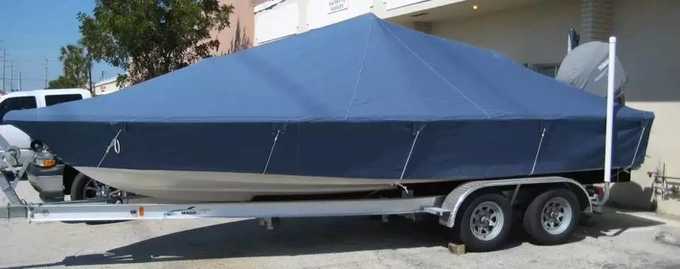 150d/600d Solution-Dyed Polyester Heavy Duty Waterproof Marine Grade Trailerable Boat Covers